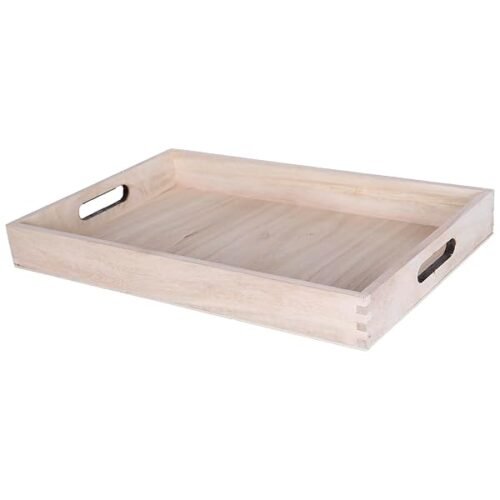 Bandeja Madera Natural Con Asas Tamano 45x30x52cm Para Servir Almuerzo Desayuno O Decoracion Del Hogar B0cq589l6y