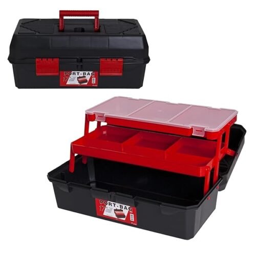 Caja De Herramientas De Plastico Con 2 Bandejas Dimensiones 43x18x21cm Resistente Con Doble Bandeja Con Tapa Organiz B0dglzhdgl