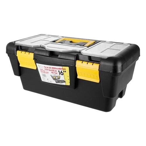 Caja De Herramientas 40 Cm 16 Plastico Con Bandeja Interior Y 7 Compartimentos Organizadores En La Tapa Contenedor De B0cd81b7kg