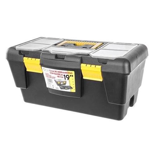 Caja De Herramientas 48 Cm 19 Plastico Con Bandeja Interior Y 5 Compartimentos Organizadores En La Tapa Contenedor De B0cd7wh2sw