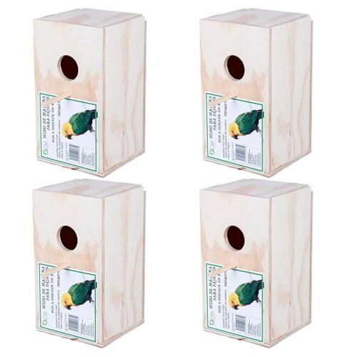 Casa De Madera Para Pajaros Pack 4 Unidades A Elegir En 2 Tamanos Vertical 23x13x13cm Y Horizontal 25x14x14cm Nido B0d2m836vp