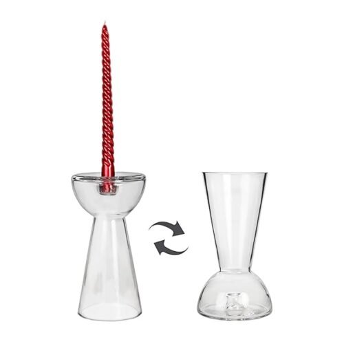 Florero Y Portavela Reversible De Cristal 11x11x205cm Candelabro Sin Vela De Cristal Que Se Convierte En Florero Esti B0d84chr35