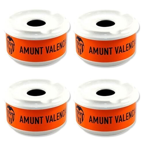 Pack 4 Ceniceros Del Valencia Cf 11x8cm Cenicero De Agua Decorado Con El Escudo Del Valencia Cenicero De Futbol Ide B0d84t8shm